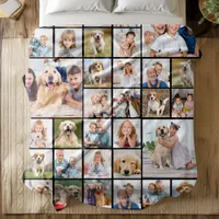Modern 33 Photo Collage Personalized Family Fleece Blanket