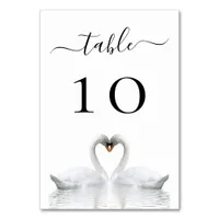 Wedding white swans table number