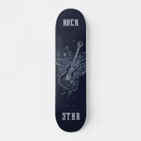 Rock Star Blue Guitar and Musical Notes Skateboard