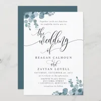 Dusty Blue Eucalyptus Greenery Wedding Invitation