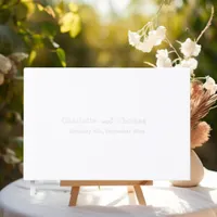 White silver wedding  foil guest book 