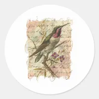 Vintage Hummingbird Classic Round Sticker