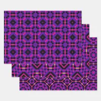 Geometric Stylish Op Art Mosaic Purple Patterns Wrapping Paper Sheets