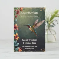 Hummingbird Dark Botanical Theme Invitation