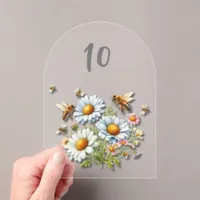 Bee Watercolor Wildflowers Wedding Acrylic Invitations