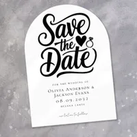 Trendy Typography Ring Heart Wedding Save The Date