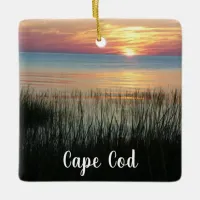 Cape Cod, Ma, Beach Ocean Sunset Christmas Ceramic Ornament