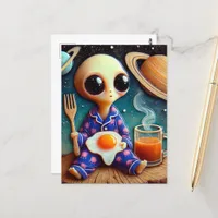 Alien Coffee and Eggs Postcard