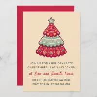 Cute Pattern Christmas Tree Holiday Party Invitation