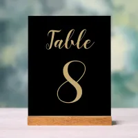 Black Gold Simple Modern Cute Table Number Acrylic Sign