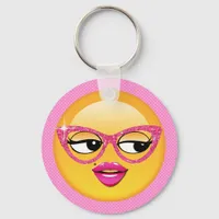 Emoji Flirty Girl ID227 Keychain