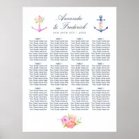 Watercolor Nautical Floral Wedding Seating Chart