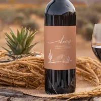 Desert Vibes Wedding Landscape Terra Cotta ID1019 Wine Label