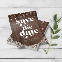 BUDGET Wood String Lights Lace Save the Date PAPER