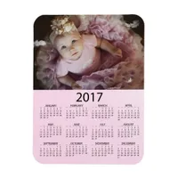 Personalize this Pink 2017 Mini  Calendar Magnet
