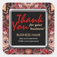 Thank You Psychedelic Grain Busines Square sticker