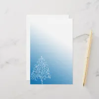 White Christmas Tree with Blue Gradient Stationery