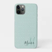 Honeycomb Teal Monogram iPhone 11 Pro Case