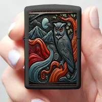 Intricate Owl Design Showcases Artistry in Nature Zippo Lighter