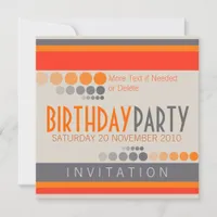 Stripes Dots Birthday Party Invitations