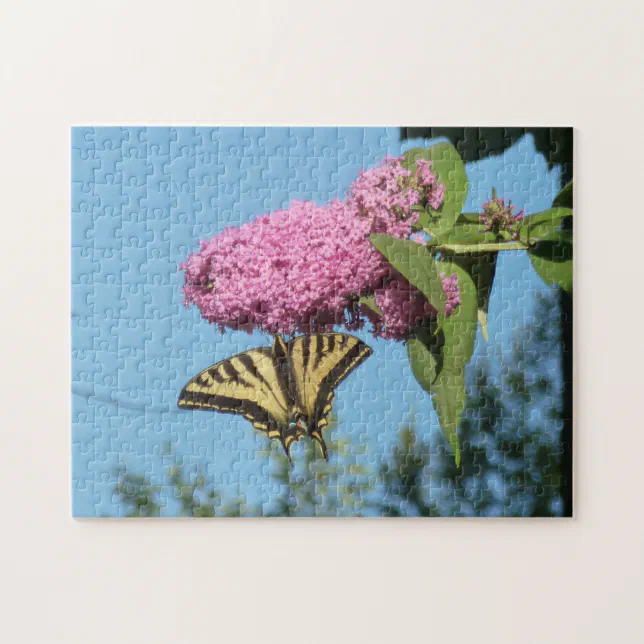 Yellow Tiger Swallowtail on Pink Butterfly Bush Fl Jigsaw Puzzle