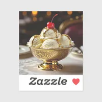 Ice Cream Sundae with Gold Syrup Blank Sticker