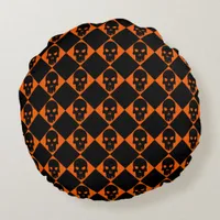 Halloween Black Skull Round Pillow