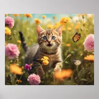 *~* Wild Flowers Kitty 5:4  Sky  Kitten Cat AP68 Poster