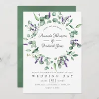Watercolor Eucalyptus Lavender Greenery Wedding Invitation