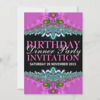 Silky Pink Lace Birthday Dinner Party Invitations