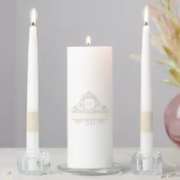 Champagne Old Money Aesthetic Wedding Monogram Unity Candle Set