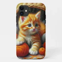 Cute Orange and White Kitten  Playing in Yarn iPhone 11 Case