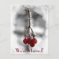 Red Berries and Frost Winter Marriage Announcement