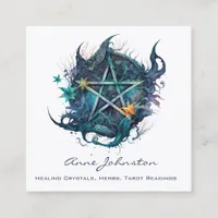 Watercolor Pentagram Square Business Card