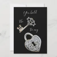 You hold the key to my heart black Valentine's Holiday Card