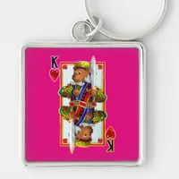 Teddy Bear King of Hearts Keychain