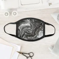 Black And White Marbled Modern Abstract Face Mask