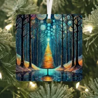 Iridescent Holiday Dream 🎄 Glowing Christmas Tree Metal Ornament