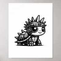 Whimsigoth Cyborg Turtle Vintage Art Design Classi Poster