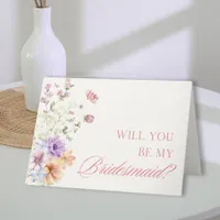 Elegant Watercolor Floral Bridesmaid Proposal Card