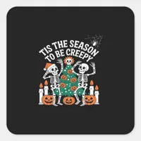 Creepy Funny Skeleton Halloween Spooky Square Sticker