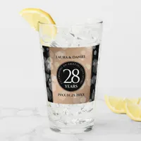 Elegant 28th Linen Wedding Anniversary Celebration Glass