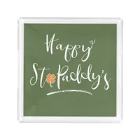 Happy St. Paddy's Orange Shamrock ID336 Acrylic Tray