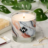 Elegant Rose Gold Black Marble Monogram Scented Candle