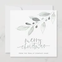 Minimalist Company Logo Foliage Merry Christmas Holiday Card