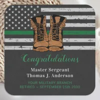 Army Military Retirement Leather Boots Green Line Square Sticker