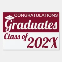 12" x 18" Red & White Congrats Graduates Yard Sign