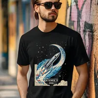 Artemis II NASA Moon Mission Cosmic Rocket Art T-Shirt