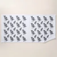 Grey kitten beach towel