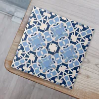 Ornate Elegant Damask Classic Blue And White Ceramic Tile